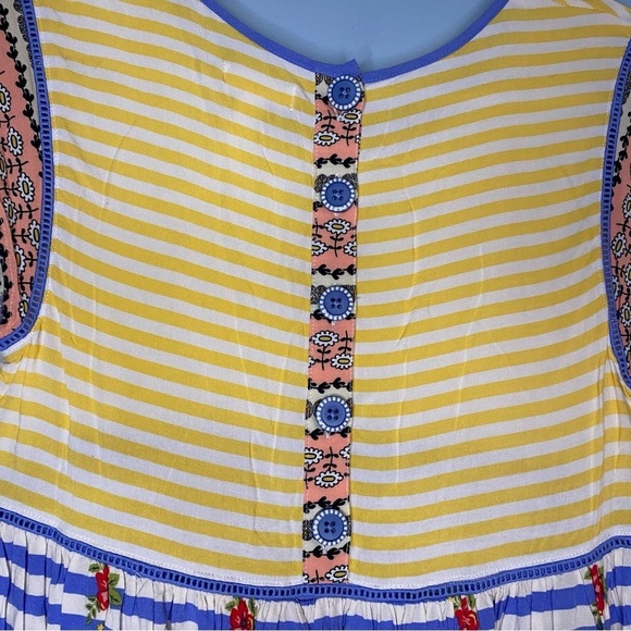 Matilda Jane Adventure Begins On My Mind Top Size Small Cap Sleeves Striped - Picture 8 of 8